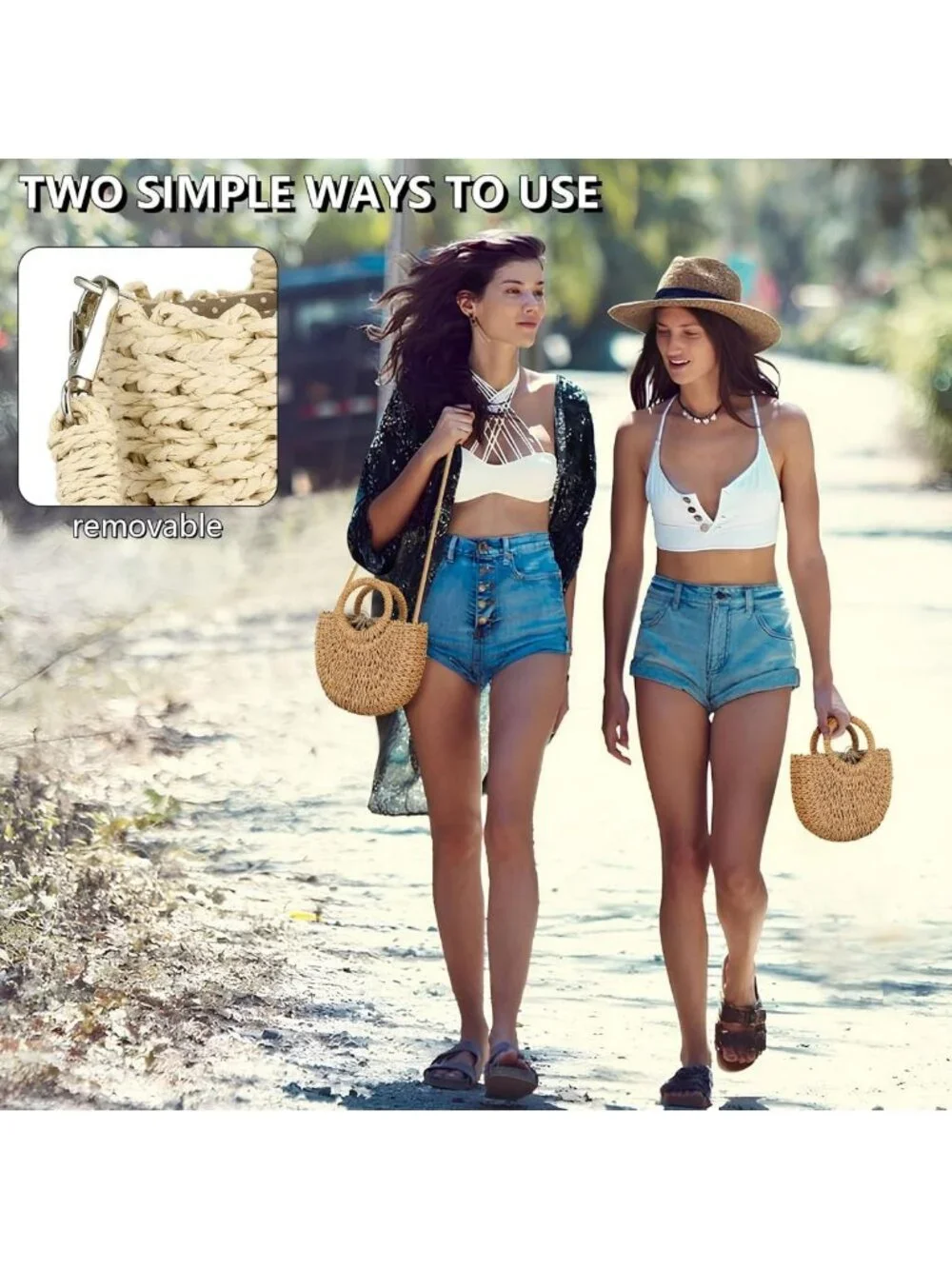 Stylish Woven Straw Hobo Bag for Women | Small Crossbody Beach Purse & Shoulder